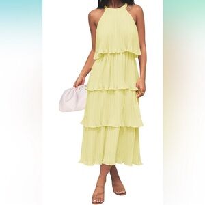 Elegant Yellow Tiered Maxi Dress